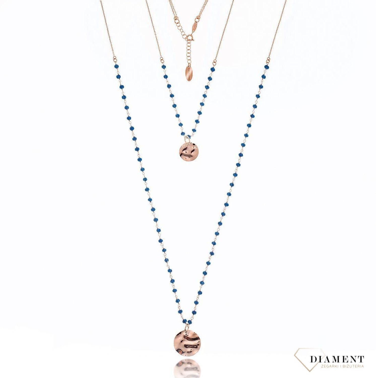 Srebrny naszyjnik długi koraliki granatowe Dall'Aqcua C RM 19887 0137.jpg